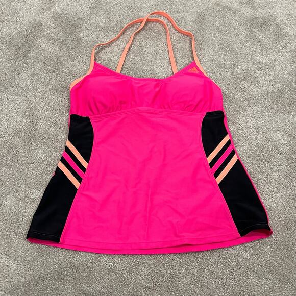NWT Adidas Women's Side Splice Tankini Top Bright Pink Orange Size‎ 6 MSRP $44 - Picture 1 of 7